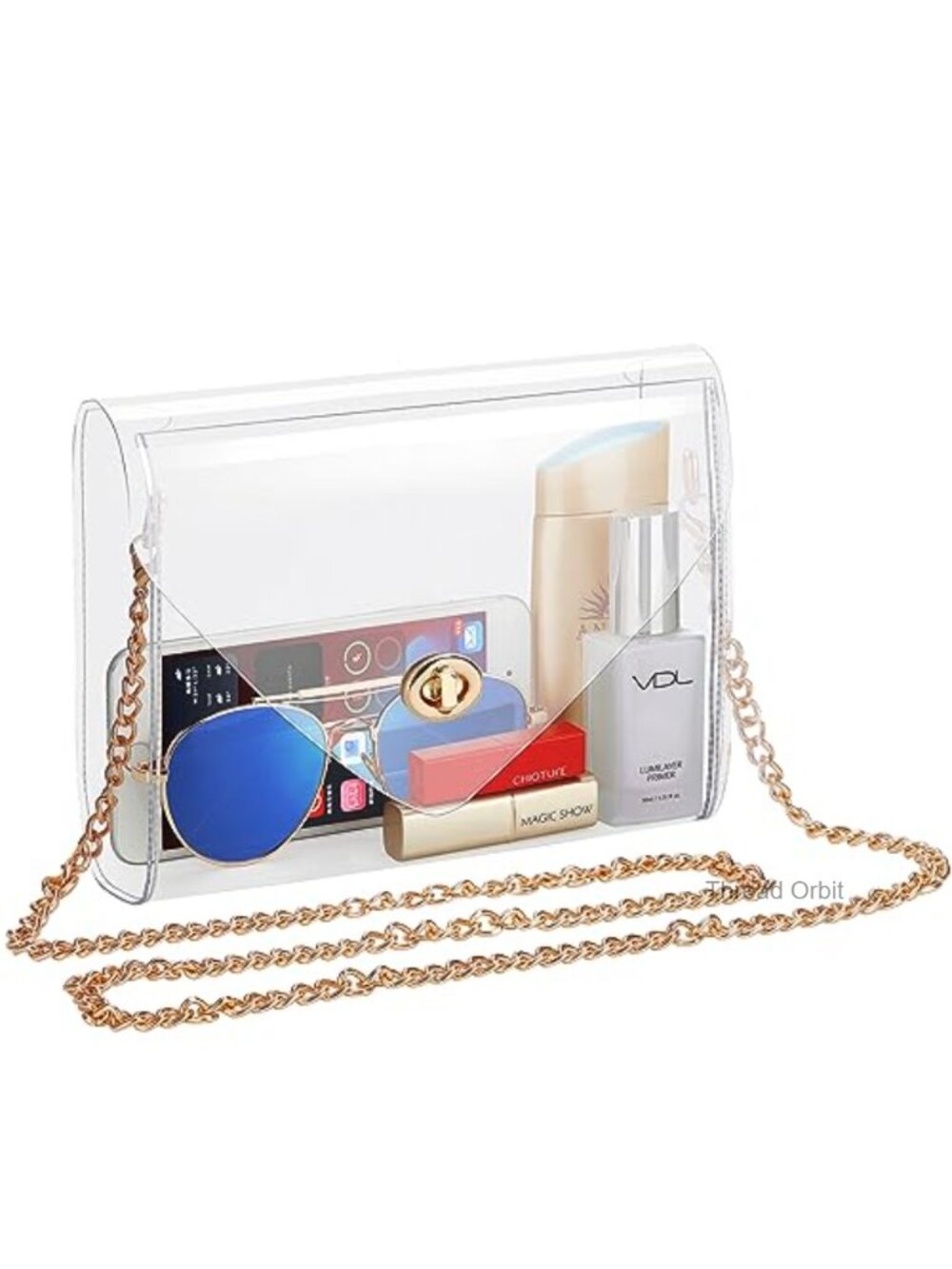 Clear PVC Crossbody Bag Stadium Approved Concert Tote Chain Strap